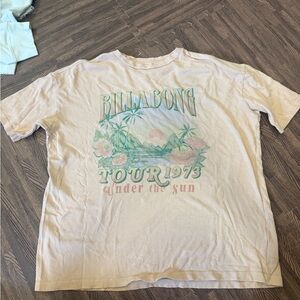 Billabong Short-Sleeve Graphic Tee in Cream with Pastel Green & Pink Print